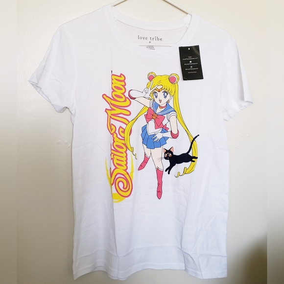 Sailor Moon Woman White Graphic Short Sleeve Tee Shirt Size Small - Picture 2 of 4
